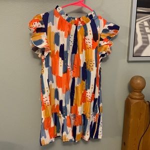 Colorful, flutter sleeved cap blouse